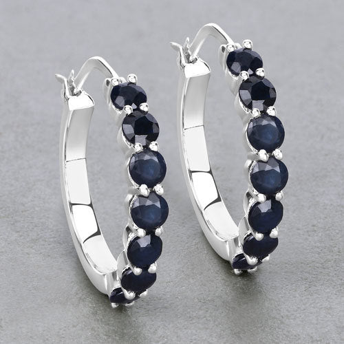 2.66 Carat Genuine Blue Sapphire .925 Sterling Silver Earrings