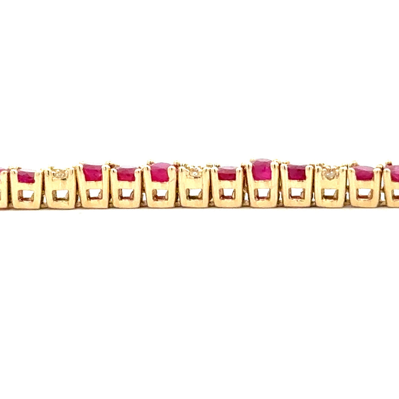 4.93ct Ruby Diamond Tennis Bracelet 14KT Yellow Gold