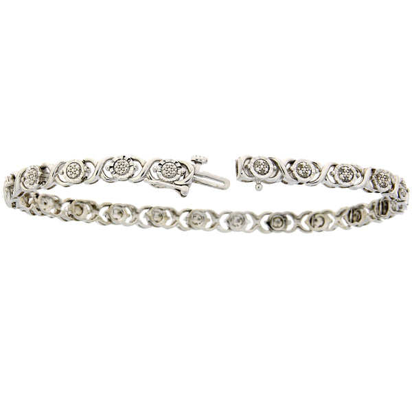 Natural .25ct Diamond Tennis Bracelet Sterling Silver