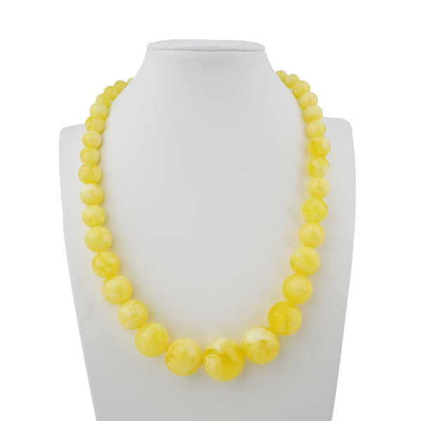 Yellow Amber Graduated Bead Statement Necklace