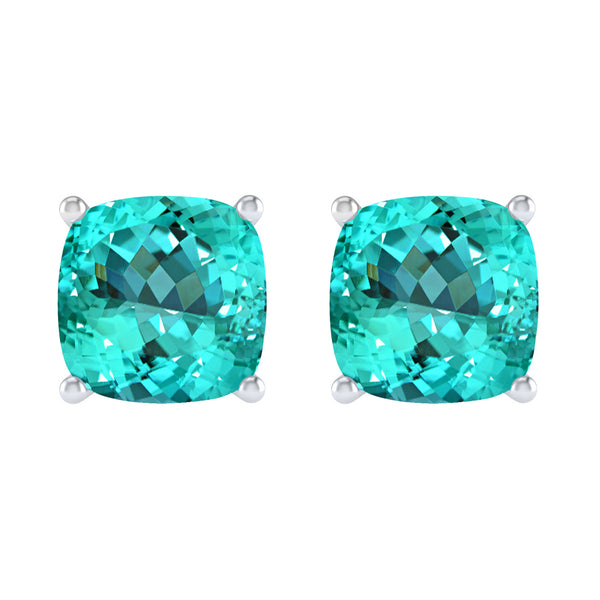 V3 Jewelry Cushion Paraiba Tourmaline 925 Sterling Silver Stud Earrings Gift for Her