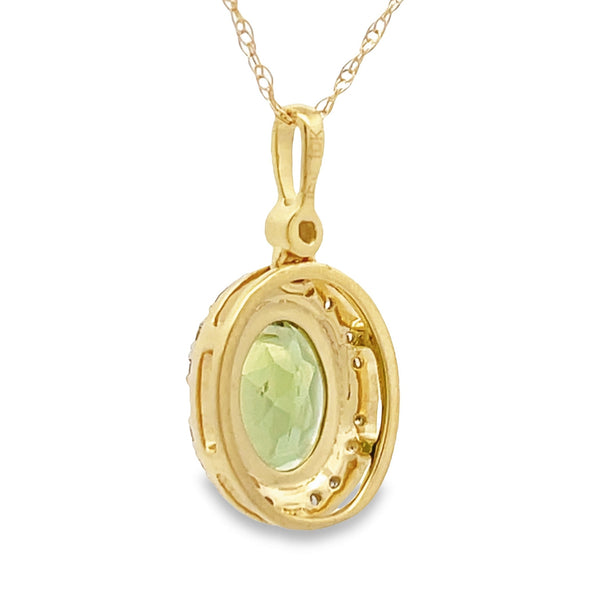 .12ct Peridot Diamond Fashion Pendants 10KT Yellow Gold