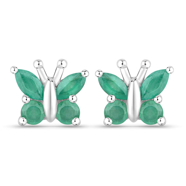 0.88 Carat Genuine Emerald .925 Sterling Silver Earrings