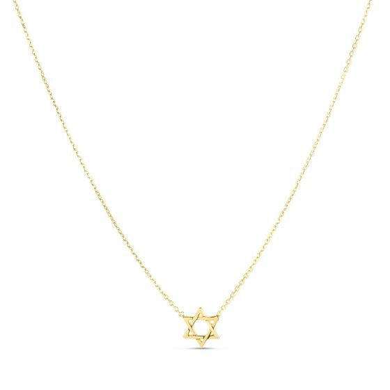 14k Yellow Gold Star of David Necklace