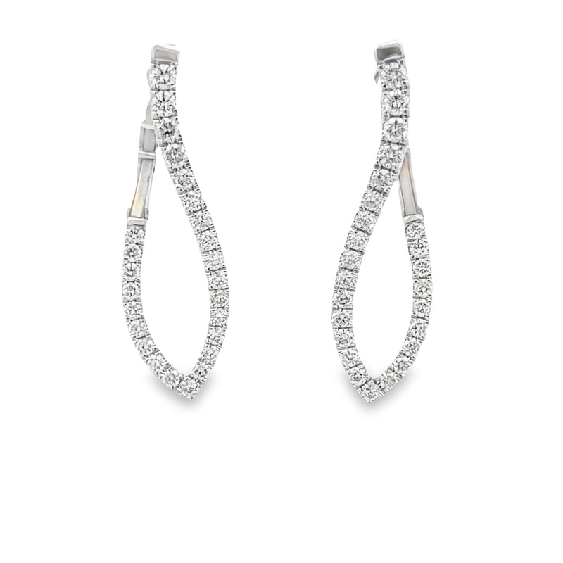 Natural .76ct Diamond Dangle Earrings 14KT White Gold