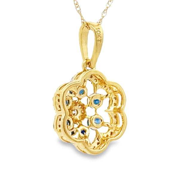 Sapphire Diamond Fashion Pendants 10KT Yellow Gold