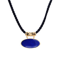 Lapis Lazuli Gold plated Sterling Silver Pendant with 18" Black Cord