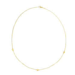 14k Yellow Gold Pearl Clover Necklace