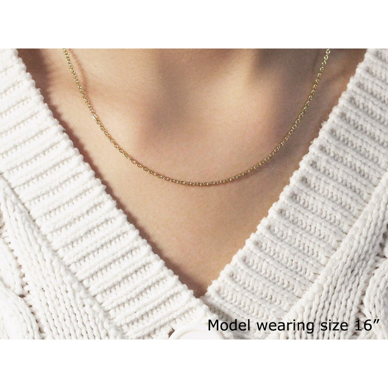 18k Yellow Gold Round Cable Link Chain 1.5mm