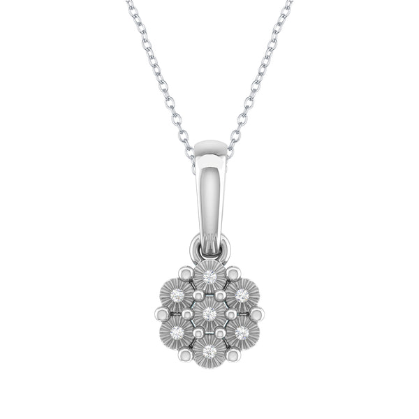 V3 Jewelry White Diamond & Sterling Silver Floral Pendant