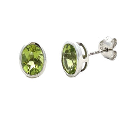 Natural 1.52ct Peridot Stud Earrings 10KT White Gold