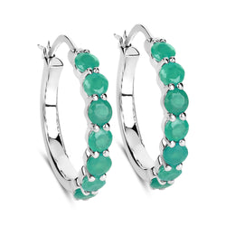 2.38 Carat Genuine Emerald .925 Sterling Silver Earrings