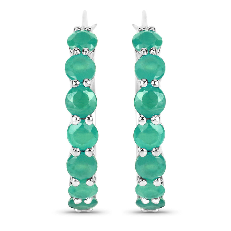 2.38 Carat Genuine Emerald .925 Sterling Silver Earrings