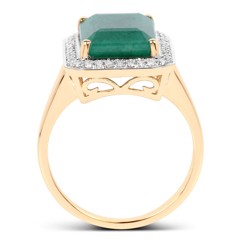 5.71 Carat Dyed Emerald and White Diamond 14K Yellow Gold Ring