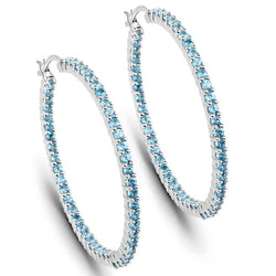 3.60 Carat Genuine Swiss Blue Topaz .925 Sterling Silver Earrings