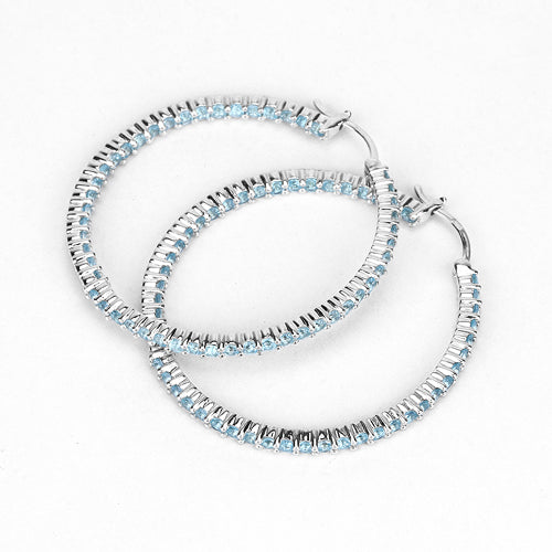3.60 Carat Genuine Swiss Blue Topaz .925 Sterling Silver Earrings