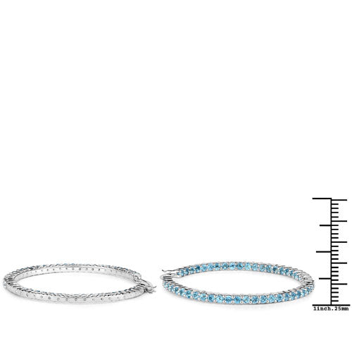 3.60 Carat Genuine Swiss Blue Topaz .925 Sterling Silver Earrings