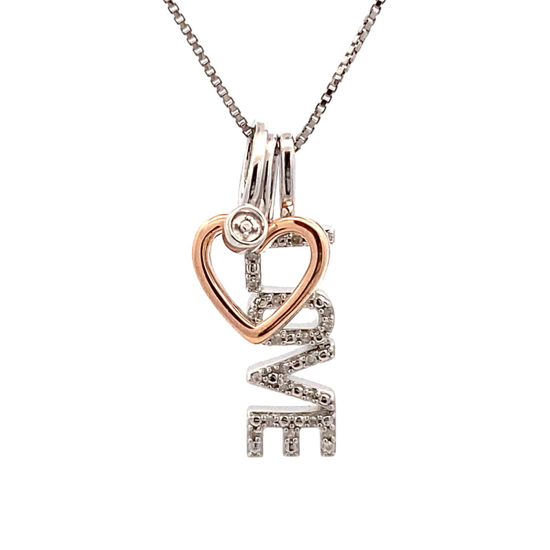 Diamond Heart Love Pendant Sterling Silver 10KT Gold