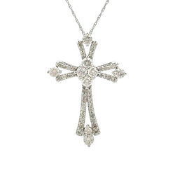 1.00ct Diamond Cross Religious Pendant 10KT White Gold