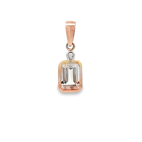 .74ct Morganite Diamond Fashion Pendants 10KT Rose Gold