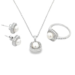 FW Pearl Created Sapphire Jewelry sets Sterling Silver