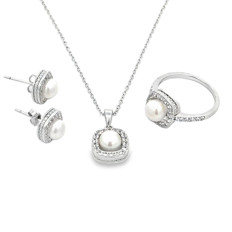 FW Pearl Created Sapphire Jewelry sets Sterling Silver