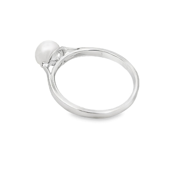 Natural .01ct FW Pearl Diamond Ring Sterling Silver