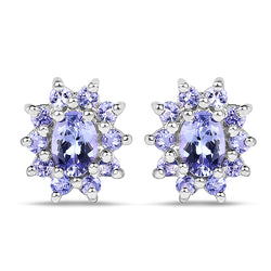 1.58 Carat Genuine Tanzanite .925 Sterling Silver Earrings