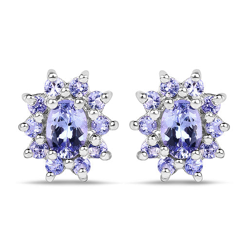 1.58 Carat Genuine Tanzanite .925 Sterling Silver Earrings