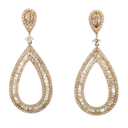 Natural 7.25ct Diamond Dangle Earrings 14KT Yellow Gold