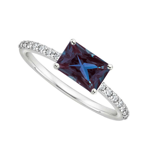 V3 Jewelry Color Changing Alexandrite and White Topaz Engagement Ring for Women