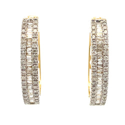 Natural .98ct Diamond Hoop Earrings 14KT Yellow Gold