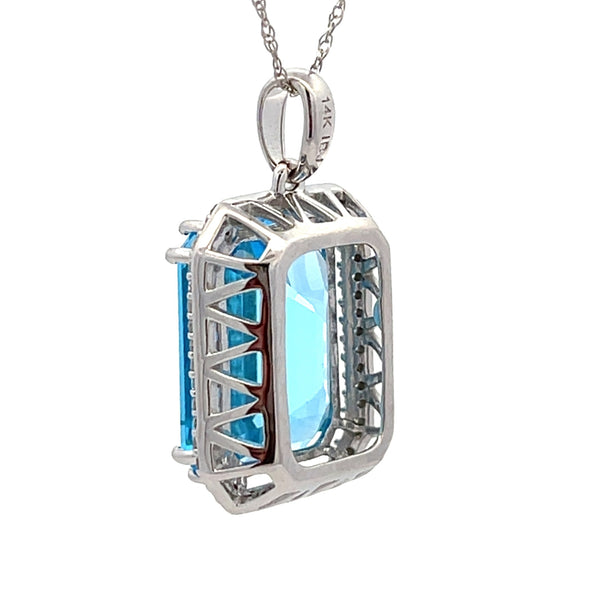 Blue Topaz Diamond Fashion Pendants 14KT White Gold