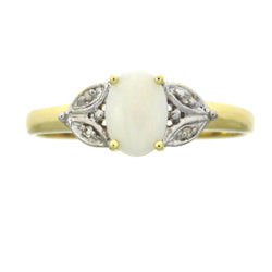 Genuine .43ct Opal Diamond Ring 10KT Yellow Gold