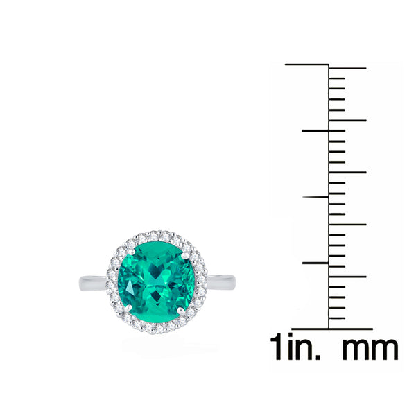 V3 Jewelry Paraiba Tourmaline and White Topaz Halo Solitaire Ring