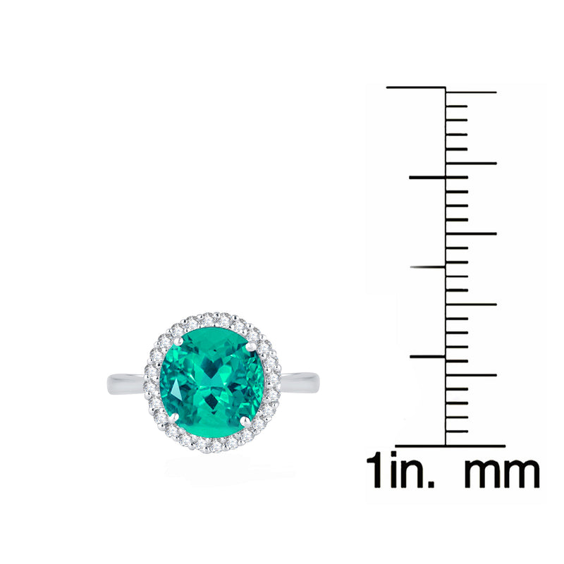 V3 Jewelry Paraiba Tourmaline and White Topaz Halo Solitaire Ring