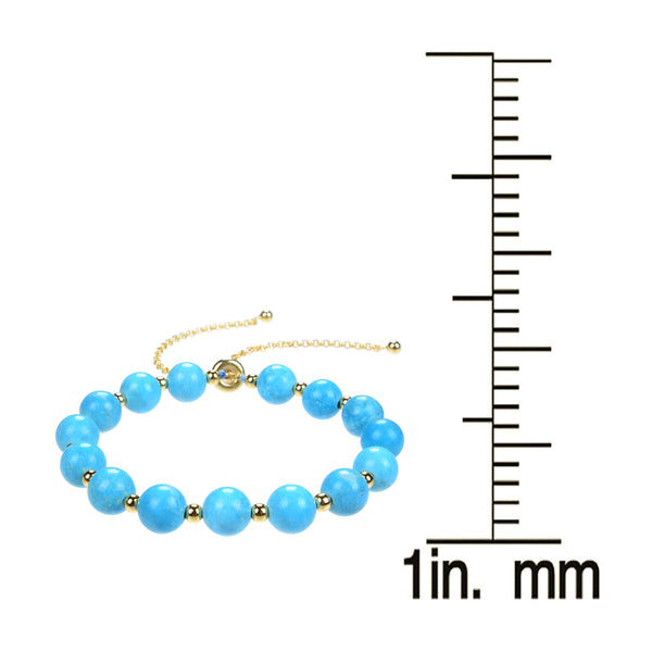 Reconstituted Turquoise Gold Plated Adjustable Bracelet