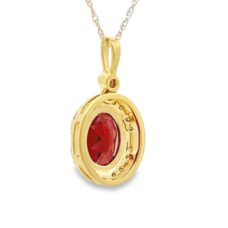 .12ct Garnet Diamond Fashion Pendants 10KT Yellow Gold