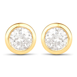 0.66 Carat Genuine White Diamond 14K Yellow Gold Earrings