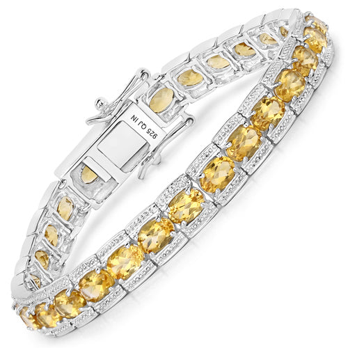 12.47 Carat Genuine Citrine .925 Sterling Silver Bracelet