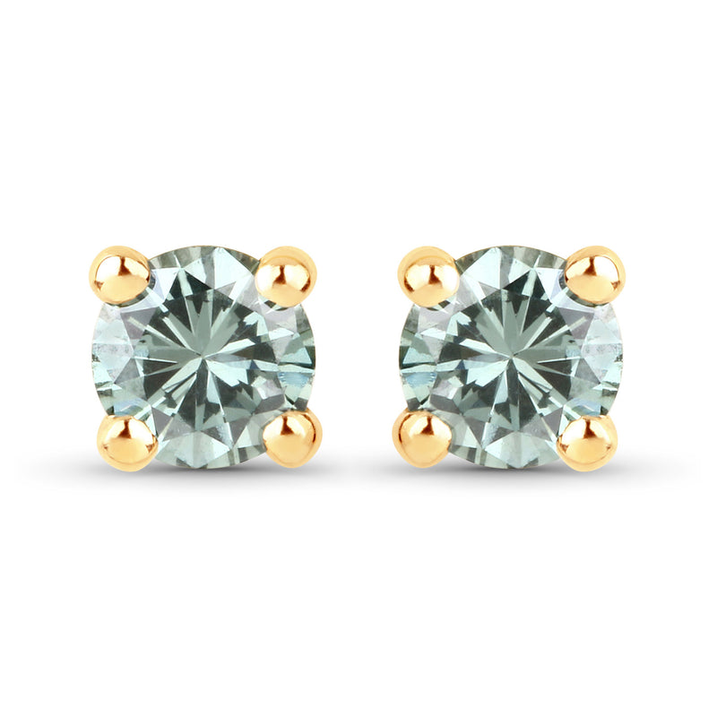 0.23 Carat Genuine Green Diamond 14K Yellow Gold Earrings (I1-I2)