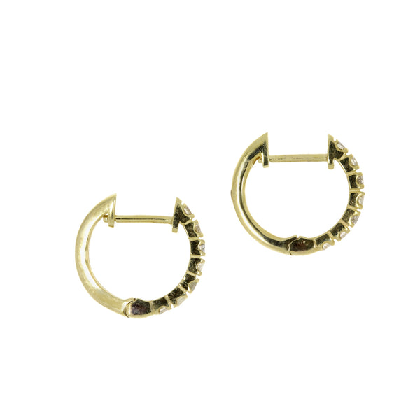 Genuine .25ct Diamond Hoop Earrings 14KT Yellow Gold