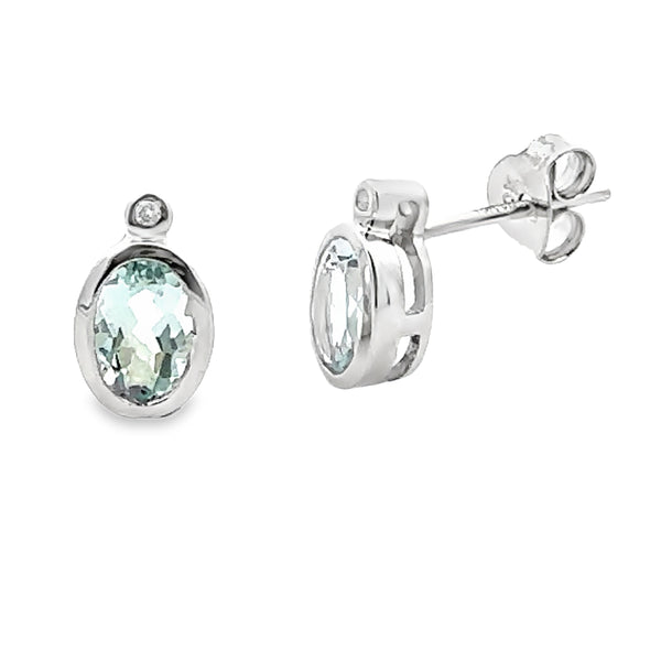 .71ct Aquamarine Diamond Stud Earrings 10KT White Gold