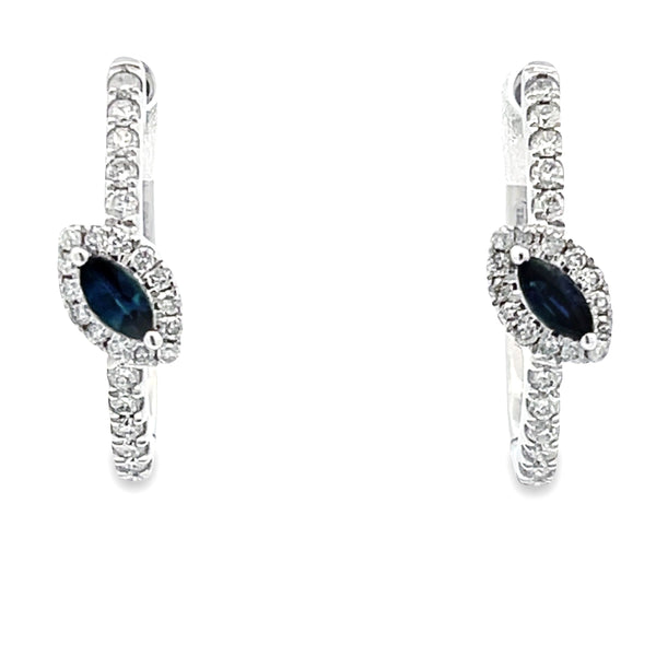 .25ct Sapphire Diamond Hoop Earrings 10KT White Gold