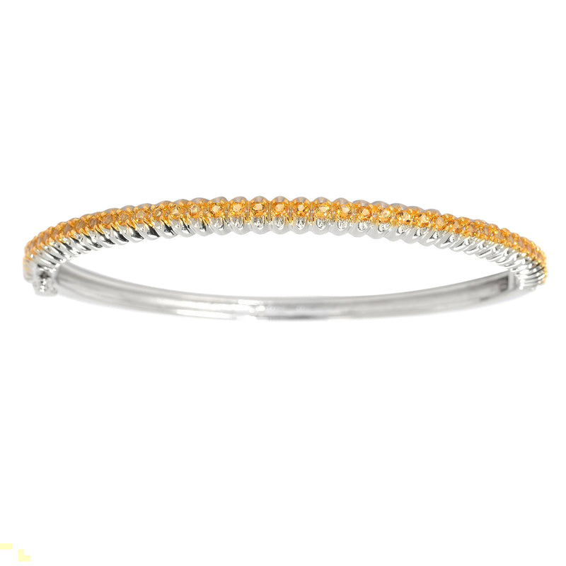 Sterling Silver Round Shape Natural Citrine Bangle Bracele