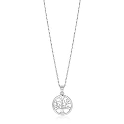 Sterling Silver inch Round Tree of Life Necklace