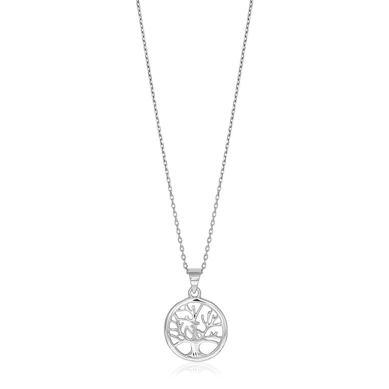 Sterling Silver inch Round Tree of Life Necklace