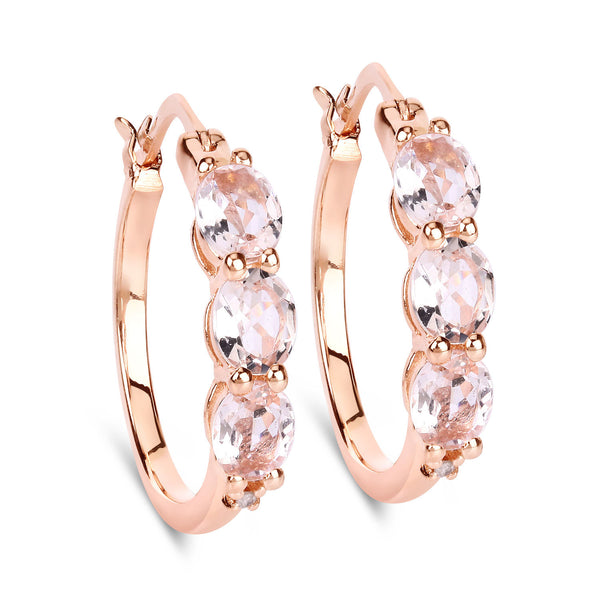 1.63 Carat Genuine Morganite and White Diamond .925 Sterling Silver Earrings