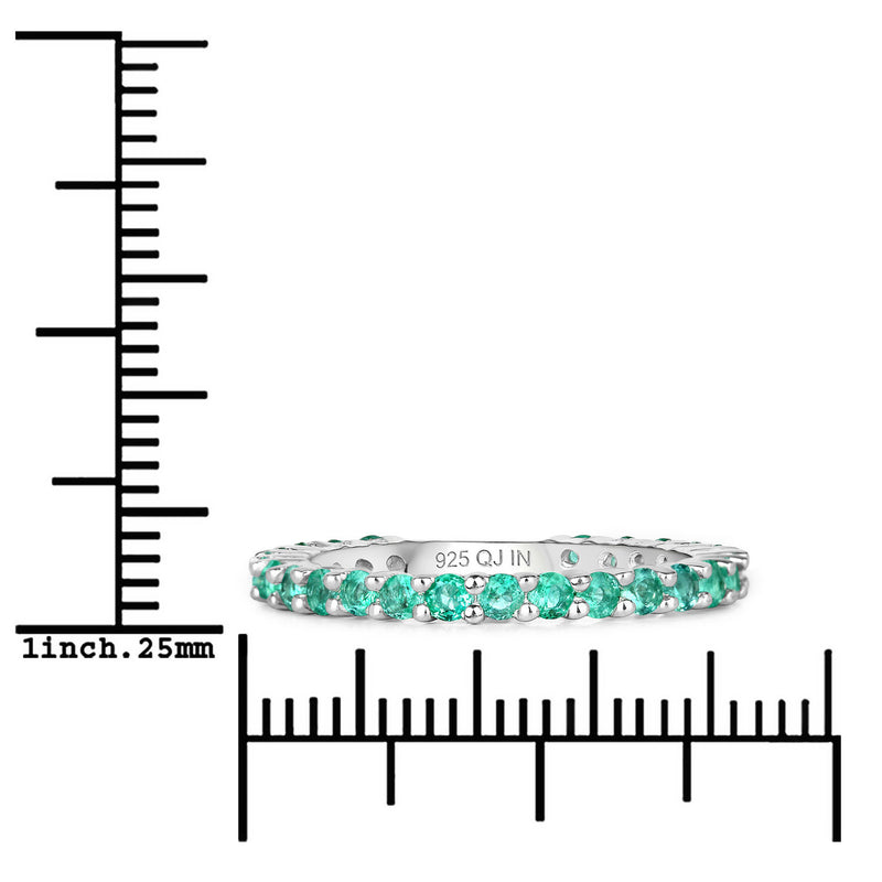 0.78 Carat Genuine Emerald .925 Sterling Silver Ring