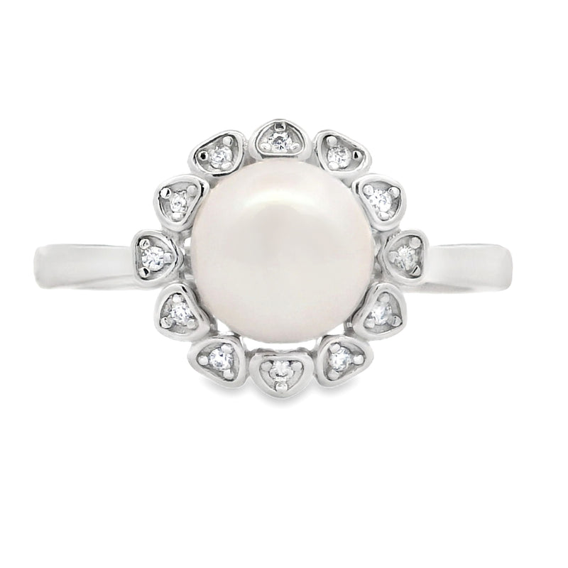 Genuine FW Pearl Cubic Zirconia Ring Sterling Silver